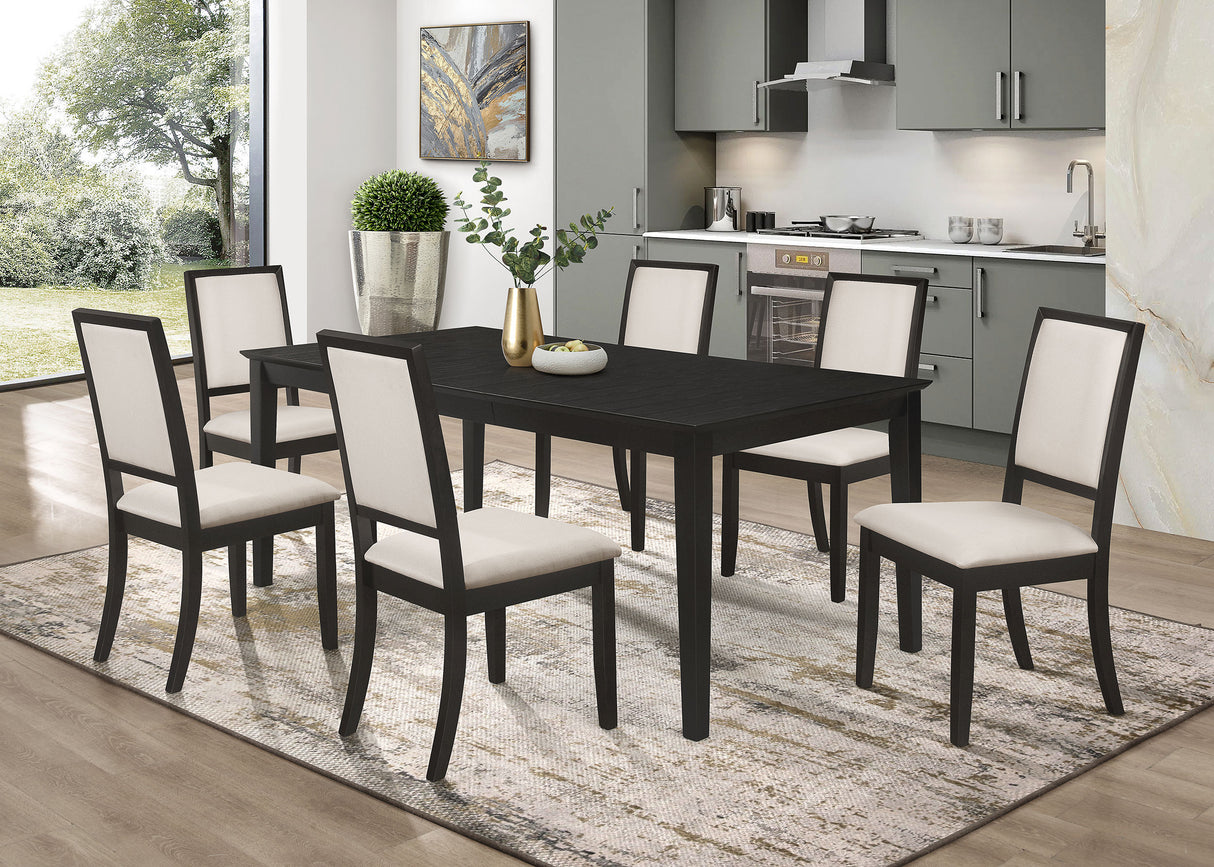 Furniture City Houma - Coaster - Louise 7-piece Rectangular Extension Leaf Dining Set Black - 101561-S7