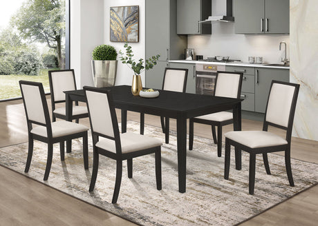 Furniture City Houma - Coaster - Louise 7-piece Rectangular Extension Leaf Dining Set Black - 101561-S7