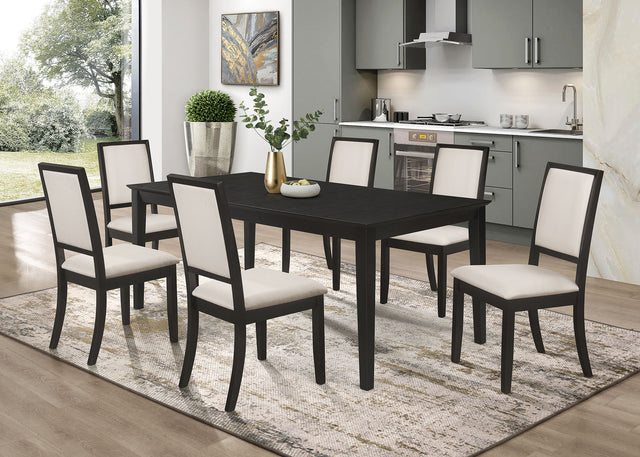 Furniture City Houma - Coaster - Louise 7-piece Rectangular Extension Leaf Dining Set Black - 101561-S7