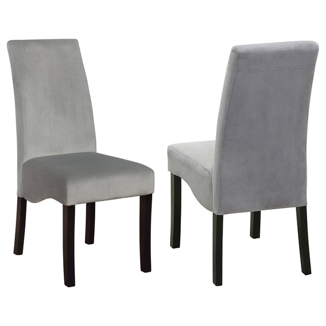 Furniture City Houma - Coaster - Stanton Velvet Upholstered Dining Side Chair Grey (Set of 2) - 102062