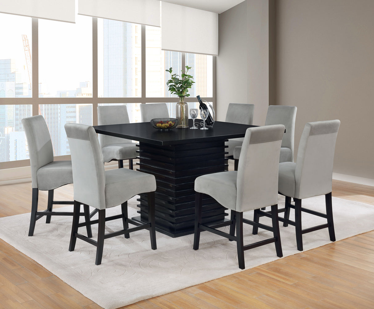 Furniture City Houma - Coaster - Stanton 9-piece Square Counter Height Dining Table Set Grey - 102068-S9