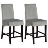 Furniture City Houma - Coaster - Stanton Velvet Upholstered Counter Chair Grey (Set of 2) - 102069GRY