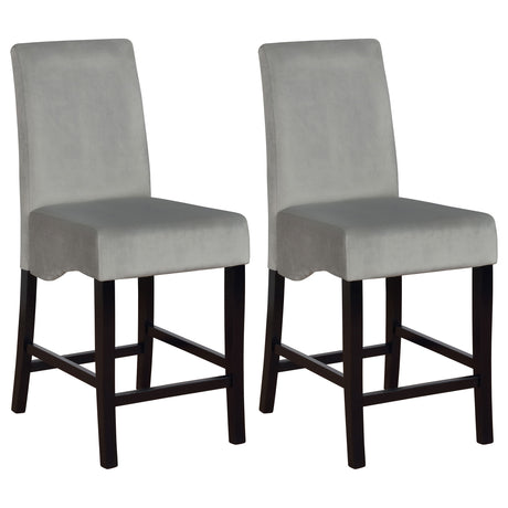 Furniture City Houma - Coaster - Stanton Velvet Upholstered Counter Chair Grey (Set of 2) - 102069GRY