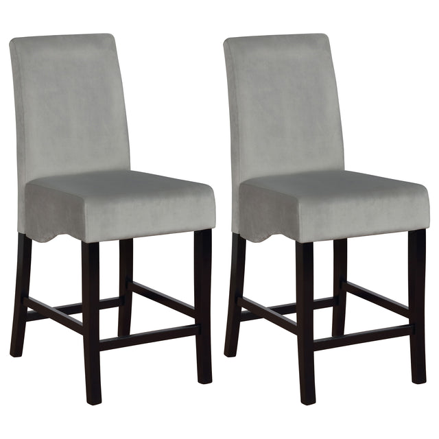 Furniture City Houma - Coaster - Stanton Velvet Upholstered Counter Chair Grey (Set of 2) - 102069GRY