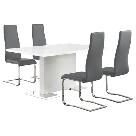 Anges 5-piece Dining Table Set White High Gloss and Grey