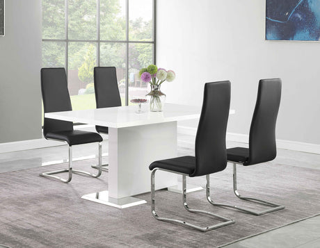 Furniture City Houma - Coaster - Anges 5-piece Dining Table Set White High Gloss and Black - 102310-S5K