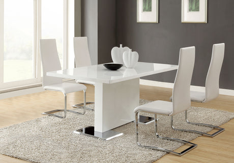Furniture City Houma - Coaster - Anges 5-piece Dining Table Set White High Gloss and White - 102310-S5W
