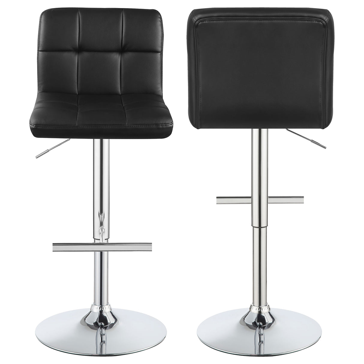 Furniture City Houma - Coaster - Lenny Upholstered Adjustable Bar Stool Black (Set of 2) - 102554