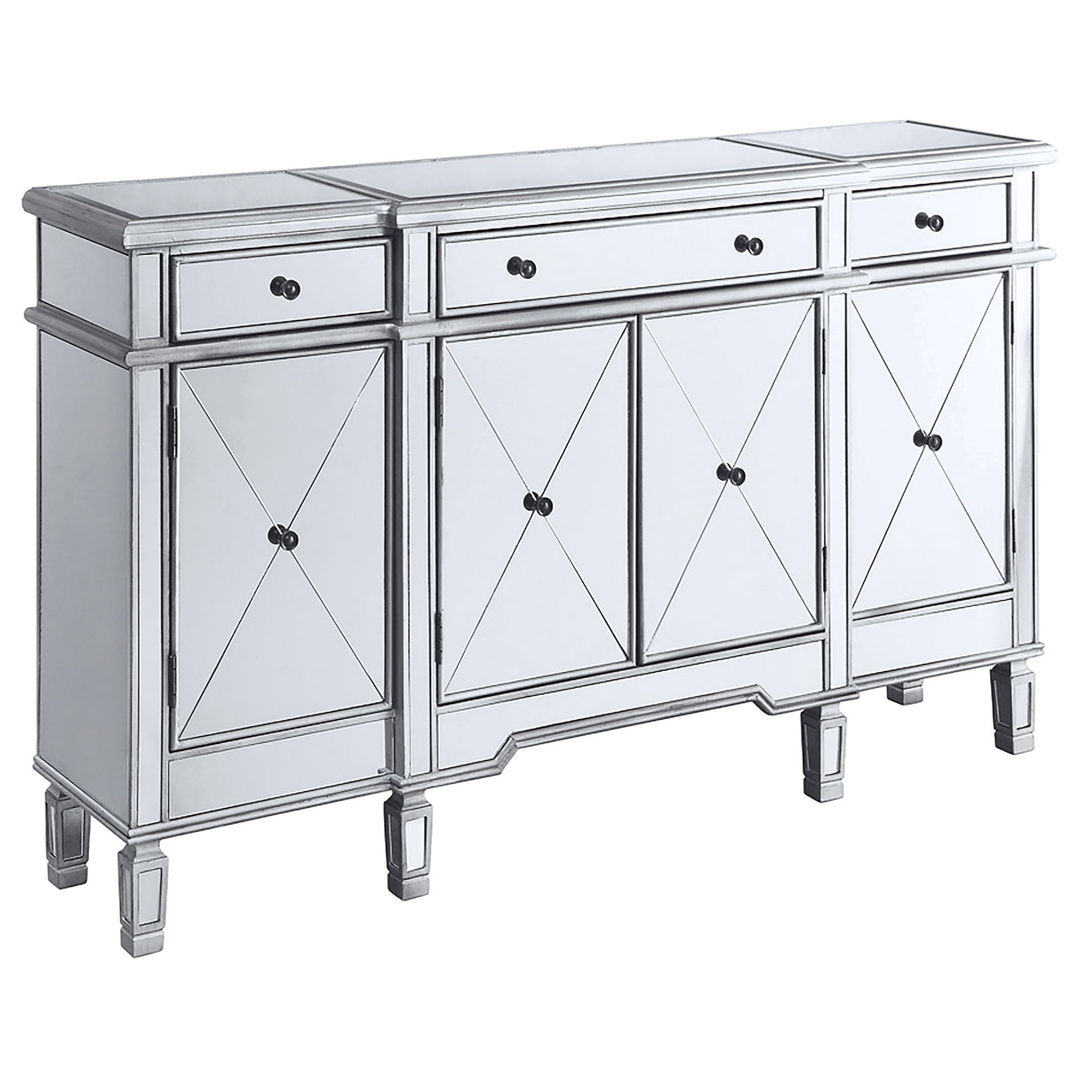 Furniture City Houma - Coaster - Aconitum 4-door Mirrored Storage Accent Cabinet Silver - 102595