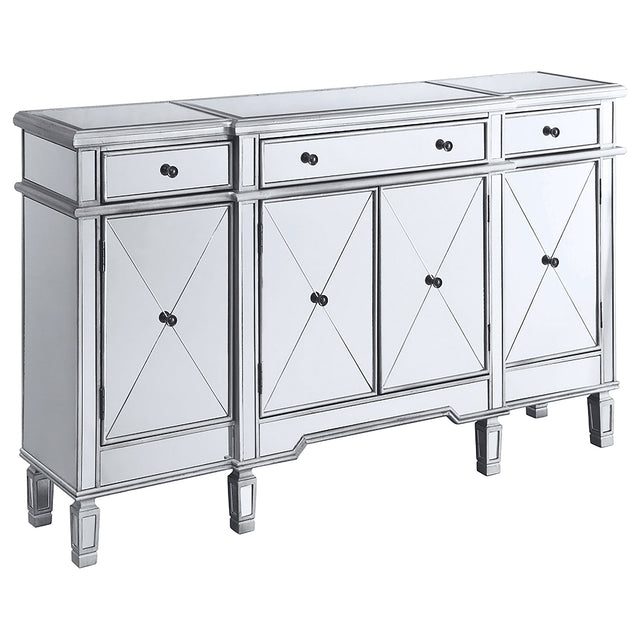 Furniture City Houma - Coaster - Aconitum 4-door Mirrored Storage Accent Cabinet Silver - 102595