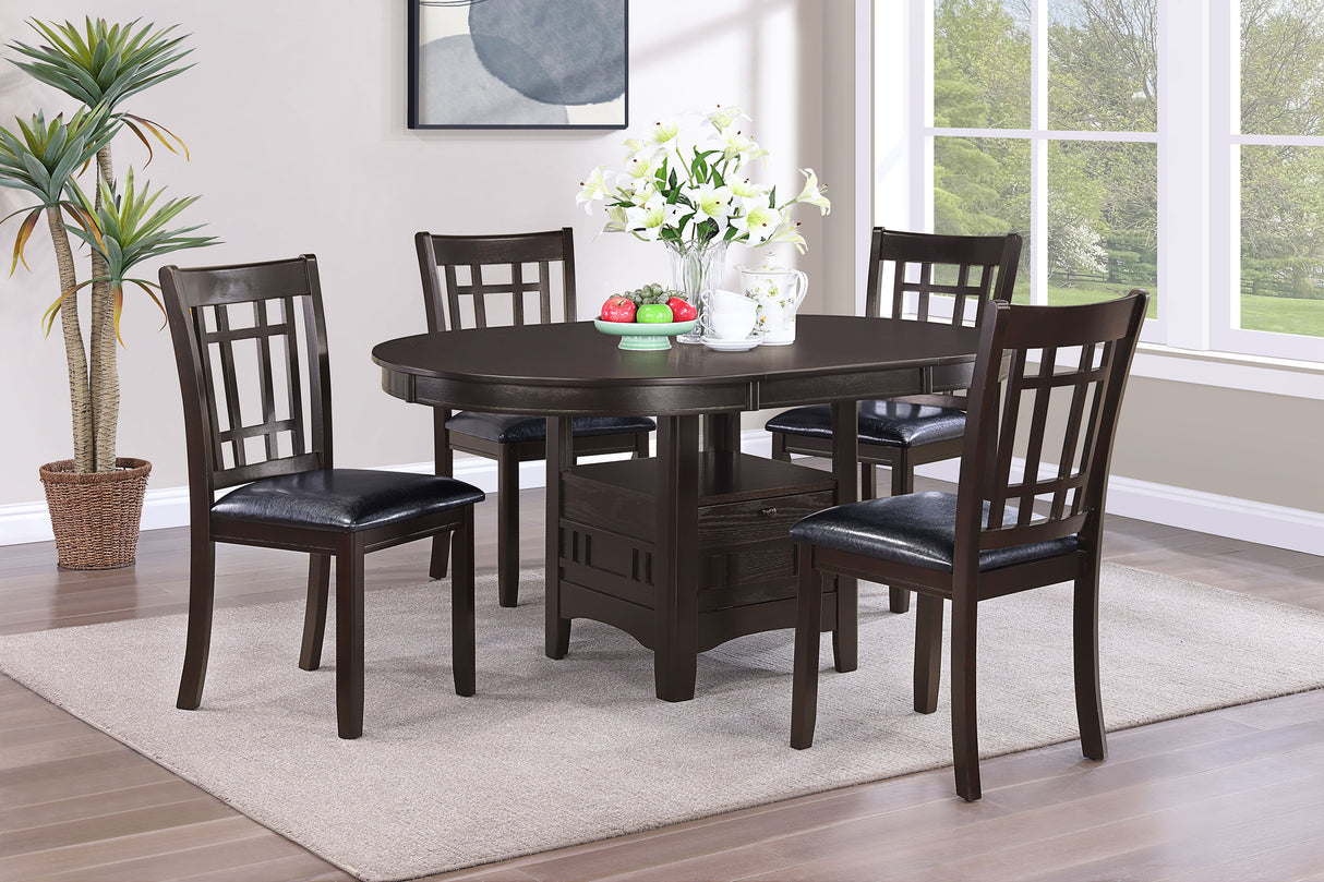 Furniture City Houma - Coaster - Lavon 5-piece Oval Extension Leaf Dining Set Espresso - 102671-S5