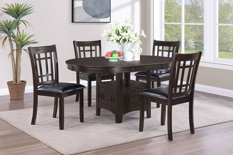 Furniture City Houma - Coaster - Lavon 5-piece Oval Extension Leaf Dining Set Espresso - 102671-S5