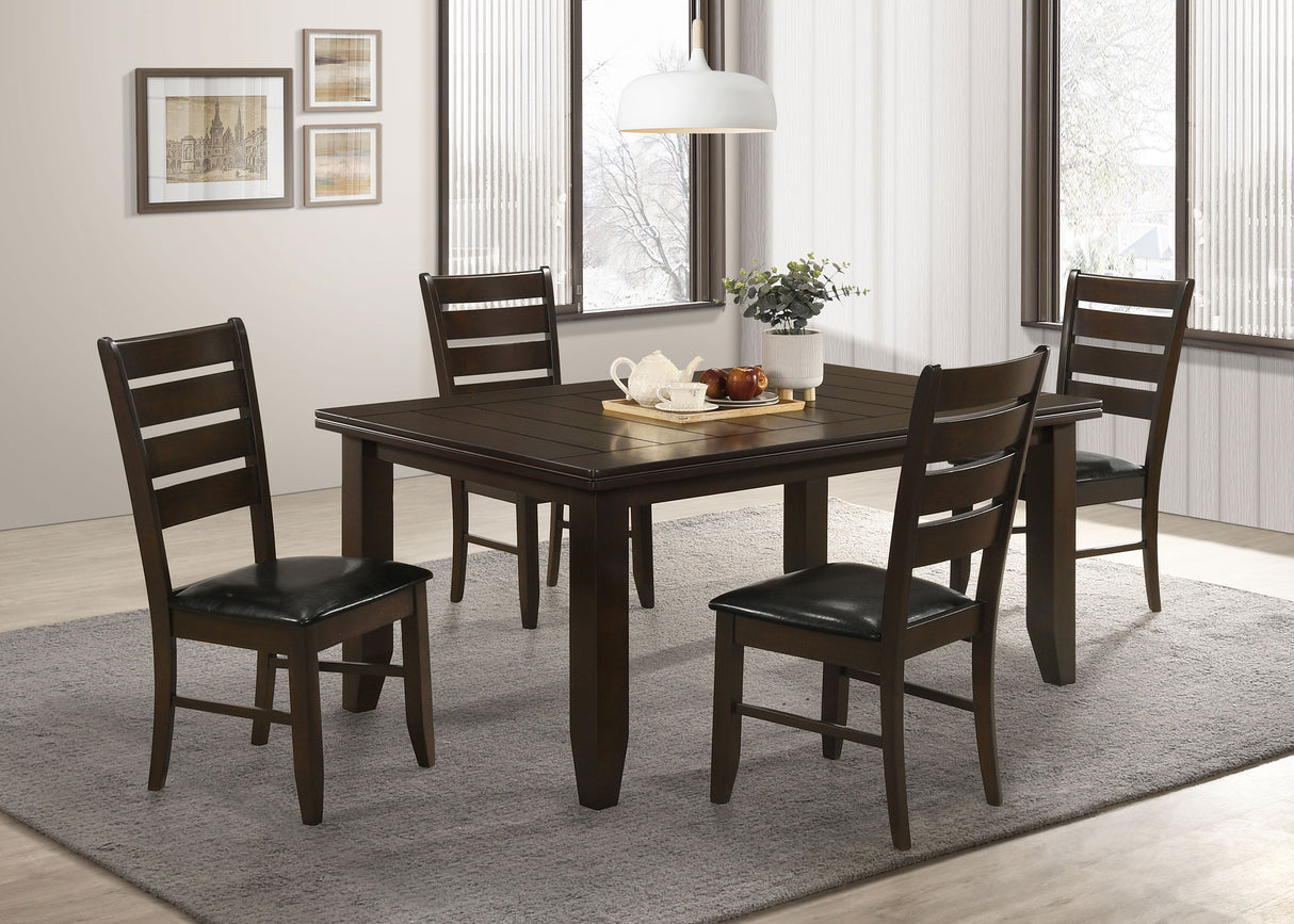 Furniture City Houma - Coaster - Dalila 5-piece Rectangular Dining Table Set Cappuccino - 102721-S5