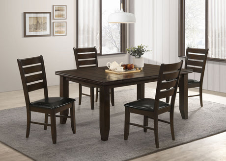 Furniture City Houma - Coaster - Dalila 5-piece Rectangular Dining Table Set Cappuccino - 102721-S5