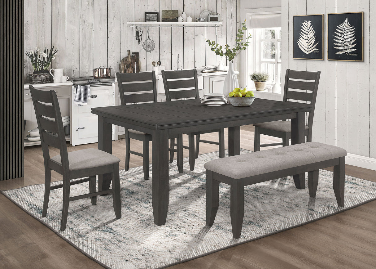 Furniture City Houma - Coaster - Dalila 6-piece Rectangular Dining Table Set Dark Grey - 102721GRY-S6