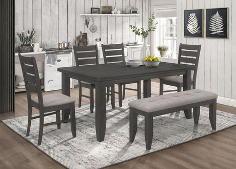Furniture City Houma - Coaster - Dalila 6-piece Rectangular Dining Table Set Dark Grey - 102721GRY-S6