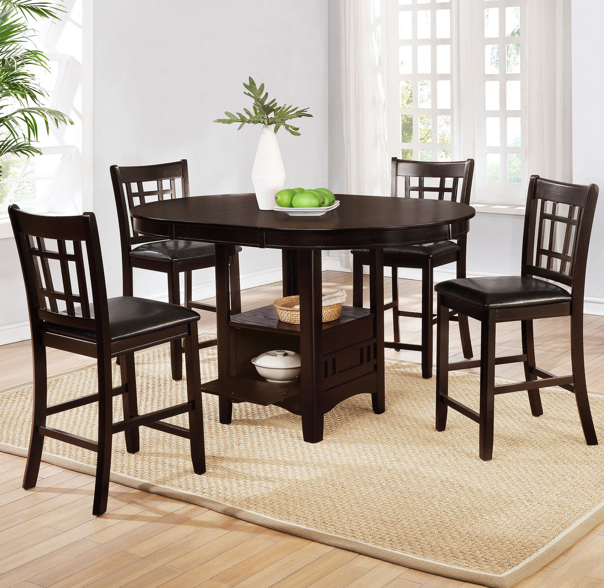 Furniture City Houma - Coaster - Lavon 5-piece Oval Counter Height Dining Set Espresso - 102888-S5