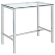 Furniture City Houma - Coaster - Tolbert Rectangular 47-inch Glass Top Pub Bar Table Chrome - 104873