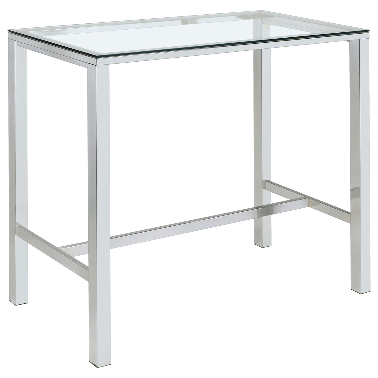 Furniture City Houma - Coaster - Tolbert Rectangular 47-inch Glass Top Pub Bar Table Chrome - 104873