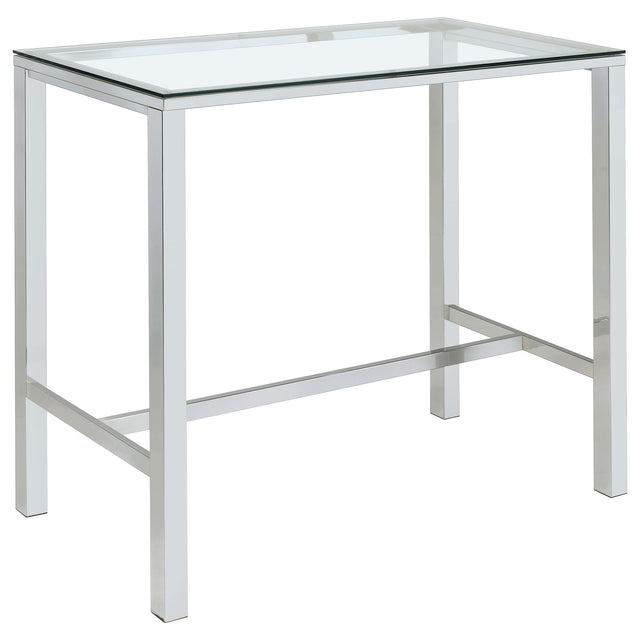 Furniture City Houma - Coaster - Tolbert Rectangular 47-inch Glass Top Pub Bar Table Chrome - 104873