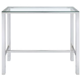 Tolbert Rectangular 47-inch Glass Top Pub Bar Table Chrome
