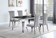 Furniture City Houma - Coaster - Carone 5-piece 61-inch Rectangular Black Glass Dining Set Grey - 105071-S5G