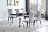 Furniture City Houma - Coaster - Carone 5-piece 61-inch Rectangular Black Glass Dining Set Grey - 105071-S5G