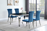 Furniture City Houma - Coaster - Carone 5-piece 61-inch Rectangular Black Glass Dining Set Teal - 105071-S5T
