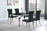 Furniture City Houma - Coaster - Carone 5-piece 61-inch Rectangular Black Glass Dining Set Black - 105071-S5