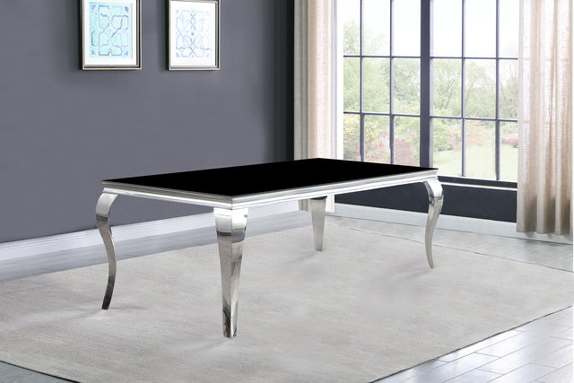 Furniture City Houma - Coaster - Carone Rectangular 61-inch Glass Top Dining Table Black - 105071