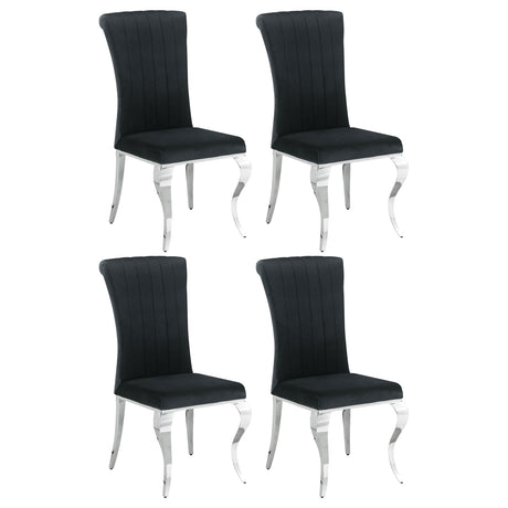 Furniture City Houma - Coaster - Betty Velvet Upholstered Dining Side Chair Black (Set of 4) - 105072