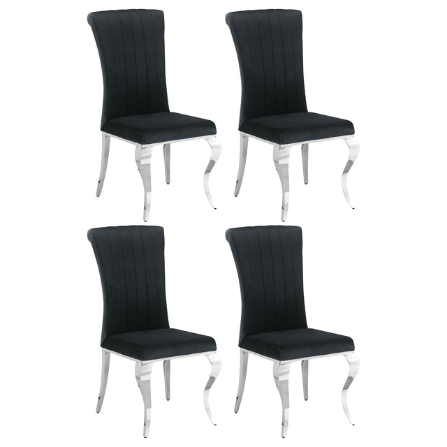 Furniture City Houma - Coaster - Betty Velvet Upholstered Dining Side Chair Black (Set of 4) - 105072