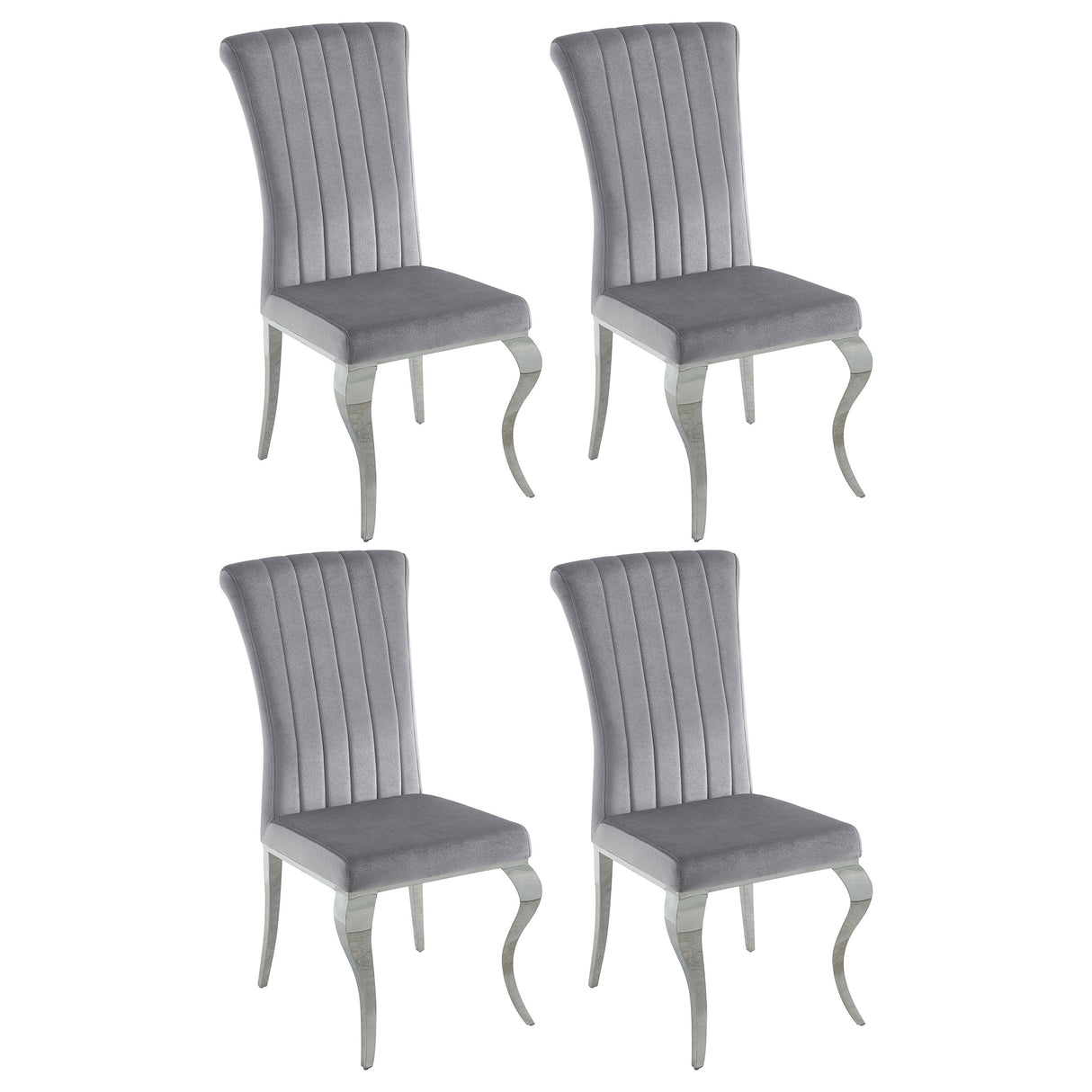 Furniture City Houma - Coaster - Betty Velvet Upholstered Dining Side Chair Grey (Set of 4) - 105073