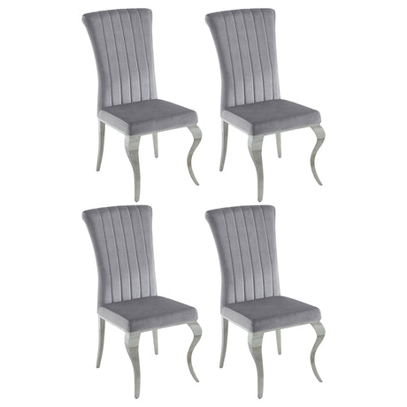 Furniture City Houma - Coaster - Betty Velvet Upholstered Dining Side Chair Grey (Set of 4) - 105073
