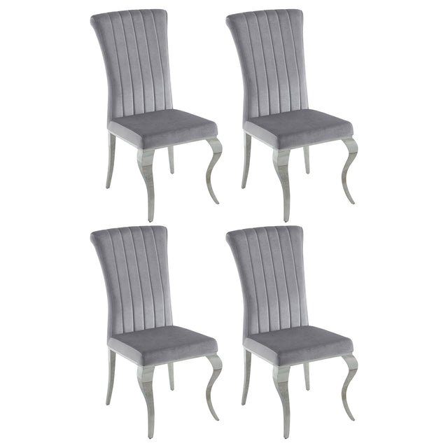 Furniture City Houma - Coaster - Betty Velvet Upholstered Dining Side Chair Grey (Set of 4) - 105073