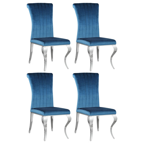 Furniture City Houma - Coaster - Betty Velvet Upholstered Dining Side Chair Blue (Set of 4) - 105076