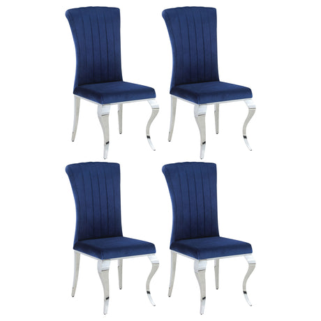 Furniture City Houma - Coaster - Betty Velvet Upholstered Dining Chair Ink Blue (Set of 4) - 105077