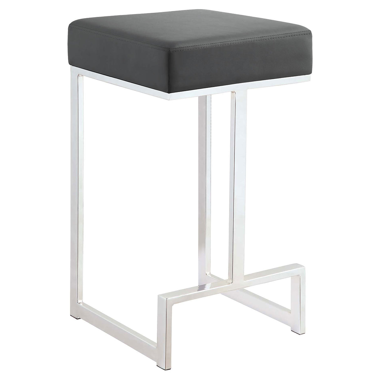 Furniture City Houma - Coaster - Gervase Square Counter Height Stool Grey and Chrome - 105252