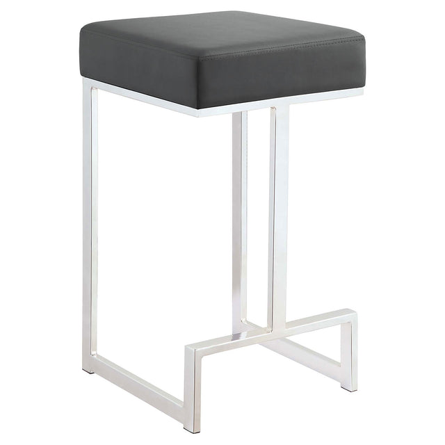 Furniture City Houma - Coaster - Gervase Square Counter Height Stool Grey and Chrome - 105252