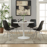 Furniture City Houma - Coaster - Lowry 5-piece Round Dining Table Set White and Black - 105261-S5K