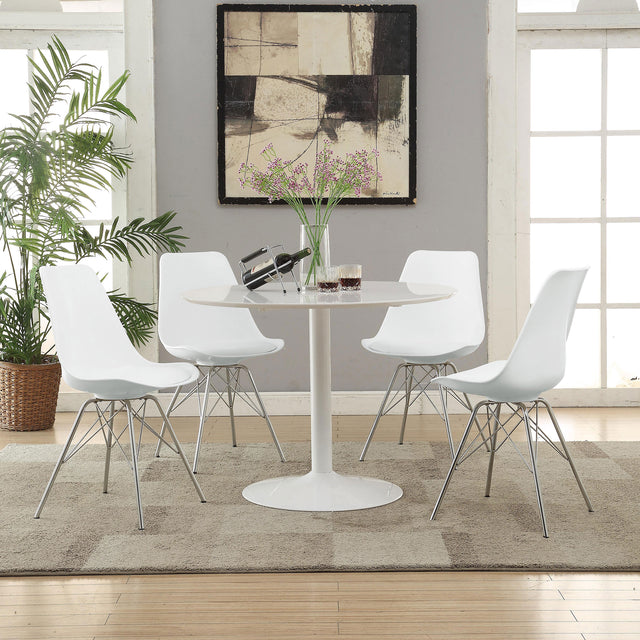 Furniture City Houma - Coaster - Lowry 5-piece Round Dining Table Set White - 105261-S5W