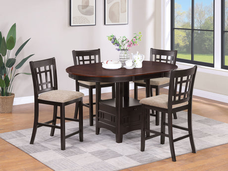 Furniture City Houma - Coaster - Lavon 5-piece Oval Counter Height Dining Set Light Chestnut - 105278-S5