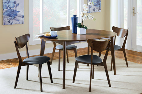Furniture City Houma - Coaster - Jedda 5-piece Oval Dining Table Set Dark Walnut - 105361-S5