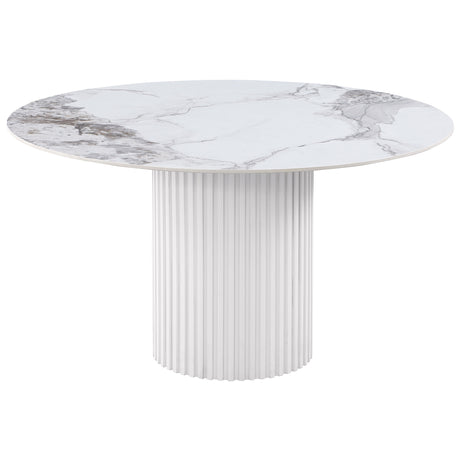 Furniture City Houma - Coaster - Acadia Round 53-inch Sintered Stone Top Dining Table White - 105580