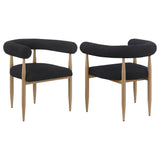 Furniture City Houma - Coaster - Dunmore Boucle Upholstered Dining Arm Chair Black (Set of 2) - 105762