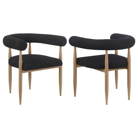 Furniture City Houma - Coaster - Dunmore Boucle Upholstered Dining Arm Chair Black (Set of 2) - 105762