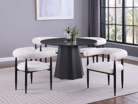 Furniture City Houma - Coaster - Camden 5-piece Round Faux Marble Top Dining Table Set Black - 105780-S5