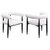 Furniture City Houma - Coaster - Dunmore Boucle Upholstered Dining Arm Chair Cream (Set of 2) - 105782