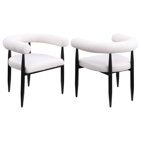 Furniture City Houma - Coaster - Dunmore Boucle Upholstered Dining Arm Chair Cream (Set of 2) - 105782