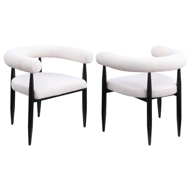 Furniture City Houma - Coaster - Dunmore Boucle Upholstered Dining Arm Chair Cream (Set of 2) - 105782